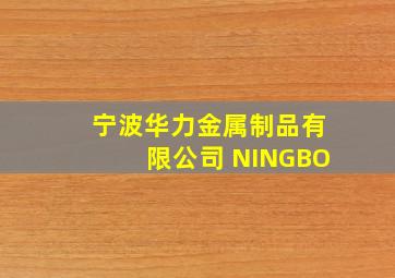 宁波华力金属制品有限公司 NINGBO